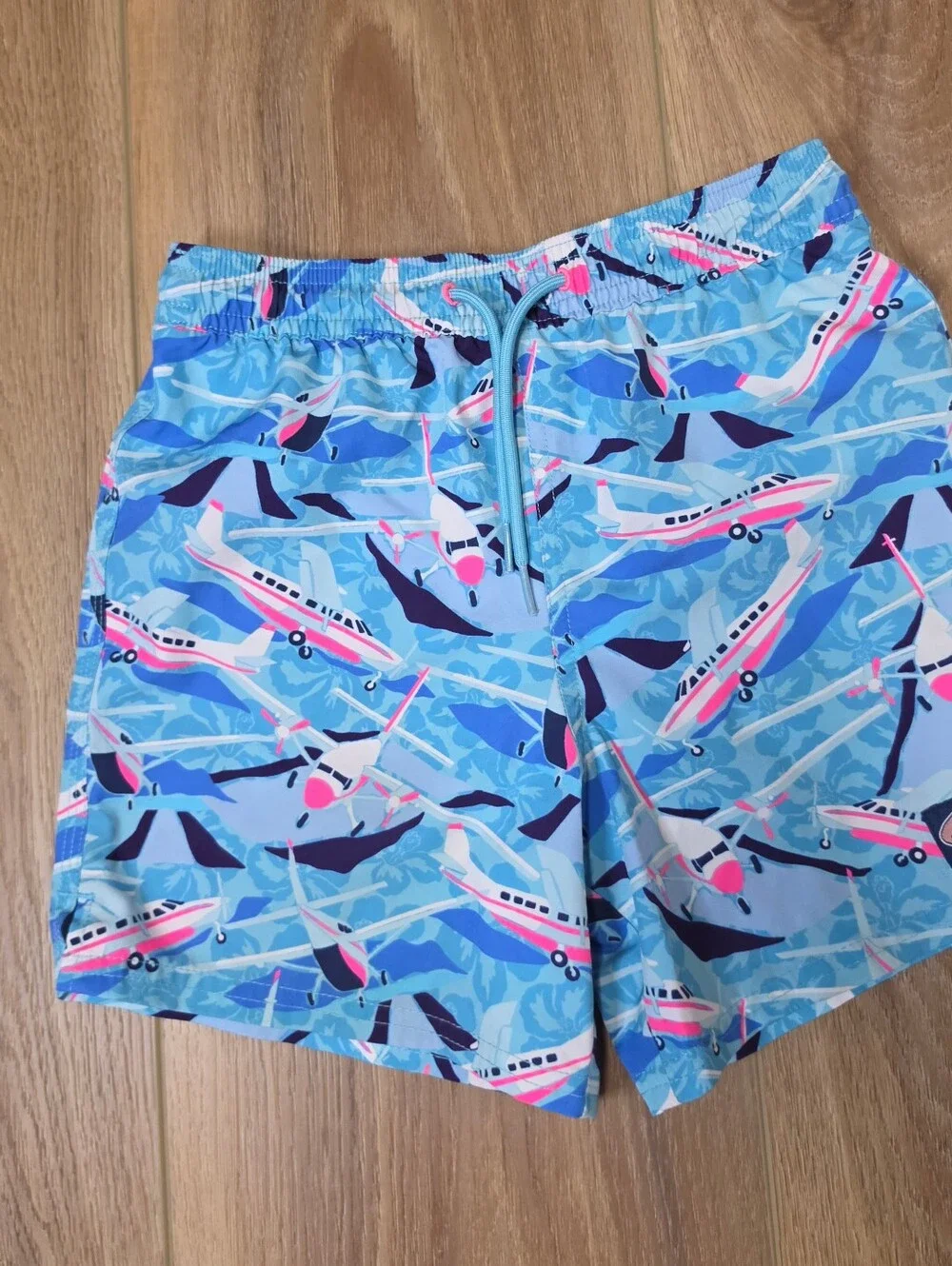 Vineyard Vines Light Blue Airplane Print Swim Trunks